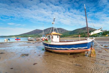 Fishing boat at Trefor Beach near Arallt Holiday Cottage , Eco-friendly self catering accomodation