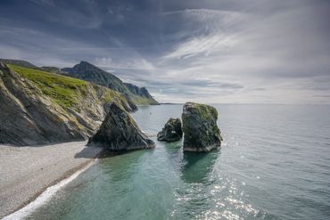 A view of the seastacks at Trefor, Arallt's closest access to the coast.