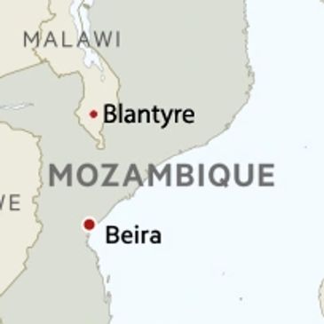 map of where Blantyre is compared to beira