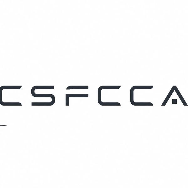 Minimalist logo with stylized letters CSFCCA on a white background.