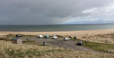 The road past Dornoch leads past the Dornoch Firth (firth is an estuary or inlet) of the North Sea.