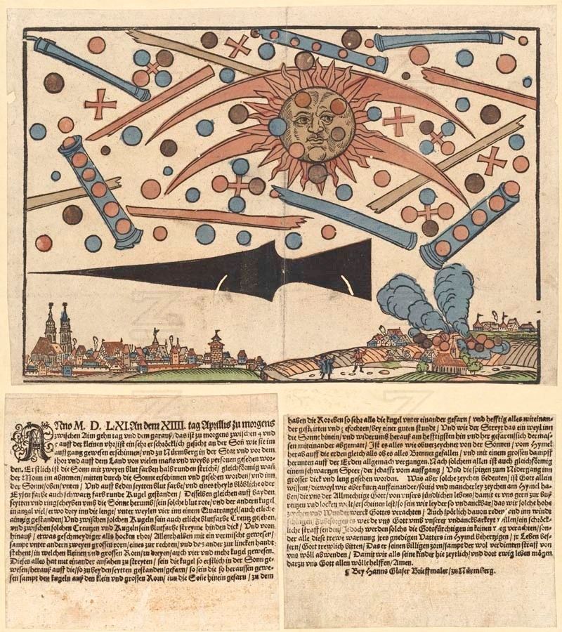 Nuremberg, 1561. An entire town is surrounded with apparent UFOs that filled the sky.