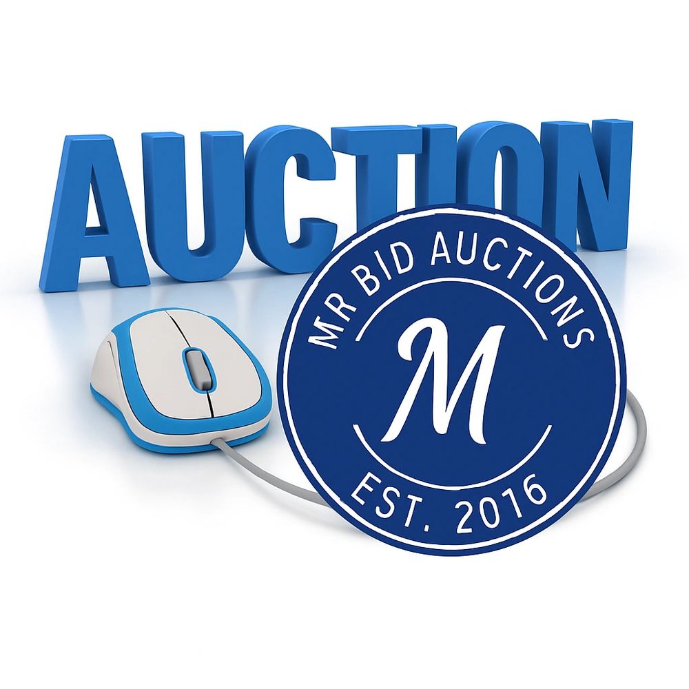 Mr Bid Auctions Logo merged with a computer mouse and the word Auction.
