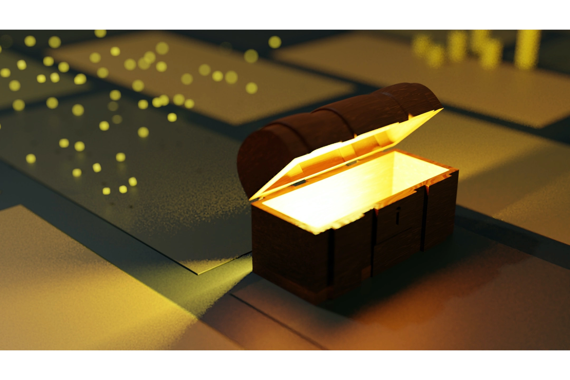 A treasure chest with a glowing light indicating that your next treasured auction item can be found