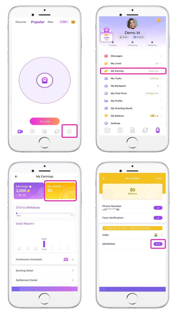 Chamet host registration form with quick sign-up and profile setup.
