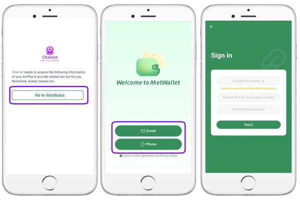 Chamet host registration form with quick sign-up and profile setup.