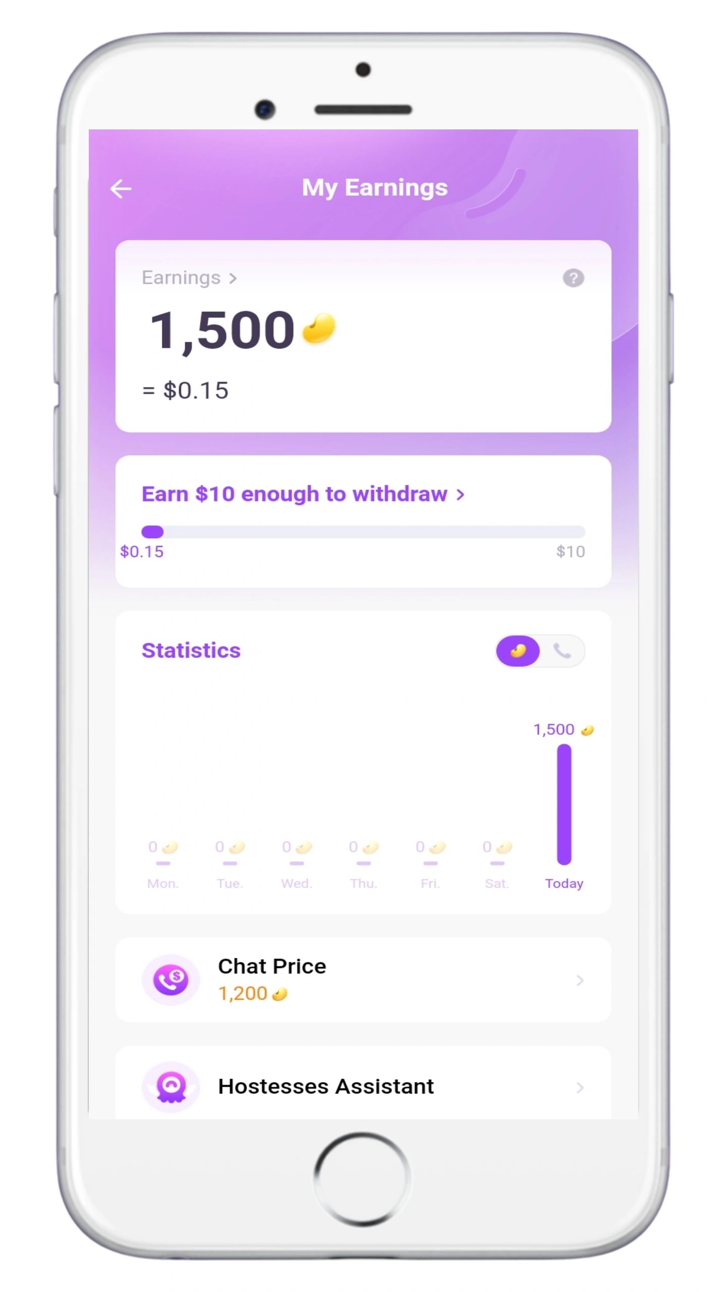 Chamet host registration screen showing quick sign-up and daily earning features.