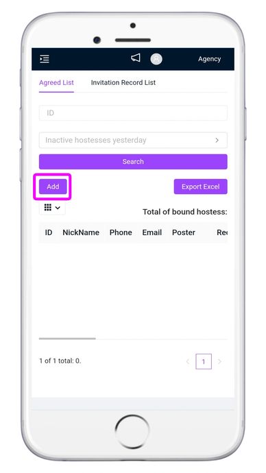 Chamet agency registration steps with sign-up, verification, and host activation