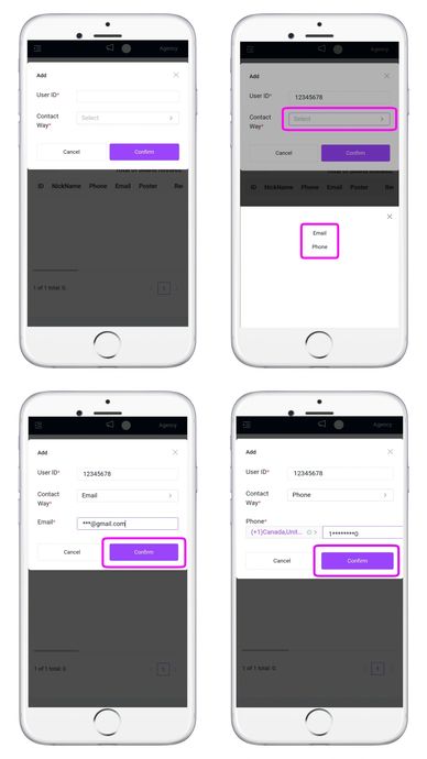 Chamet agency registration steps with sign-up, verification, and host activation