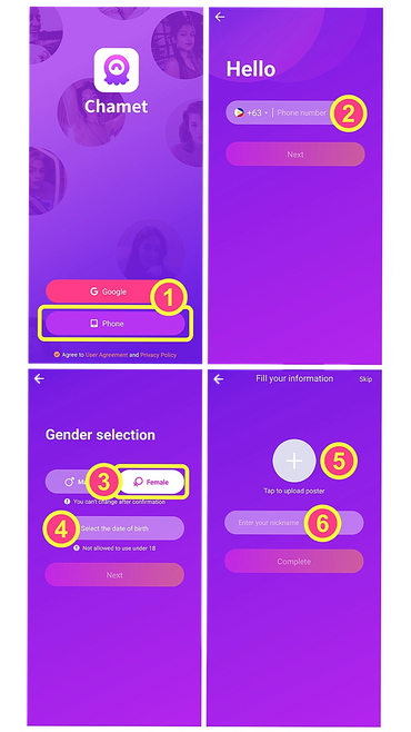 Chamet agency registration page for new host sign-up and daily earnings access.