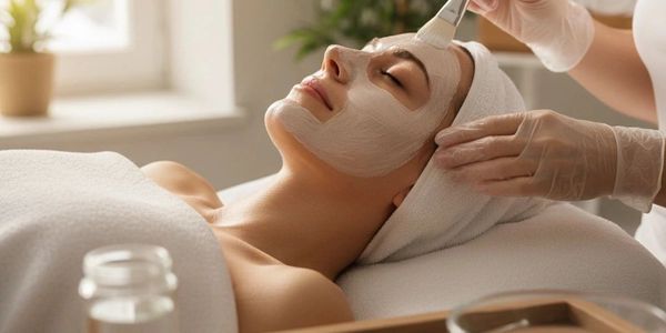 Relaxing facial treatment for glowing, healthy, and radiant skin in a modern beauty clinic.
