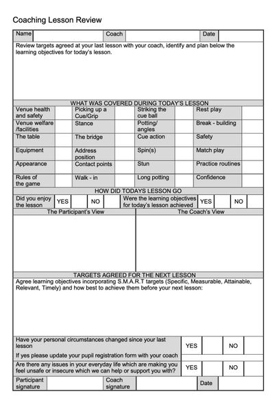 Coaching Lesson Review