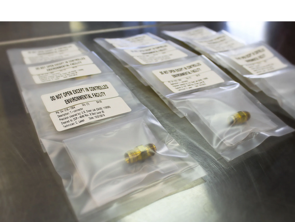 Precision cleaned parts are bagged and labeled within our certified cleanrooms.