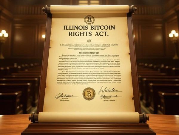 Illinois Bitcoin Rights Act on a scroll.