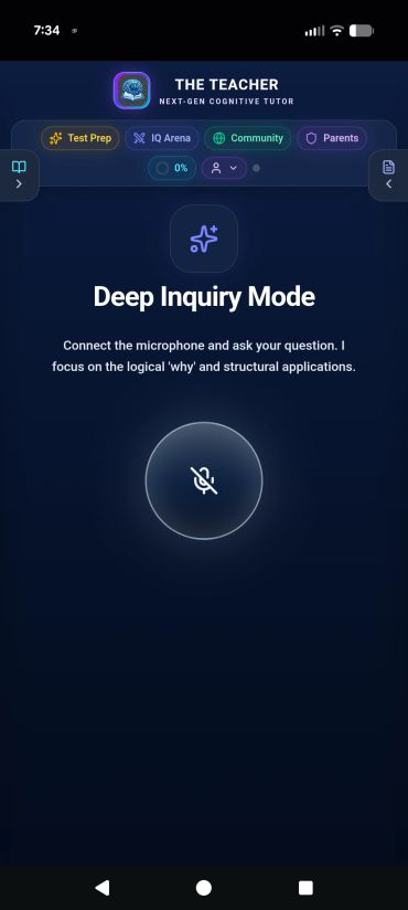 Screen showing Deep Inquiry Mode for logical questions in The Teacher app.