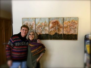 Collectors with their artwork created by Priscilla Steele.