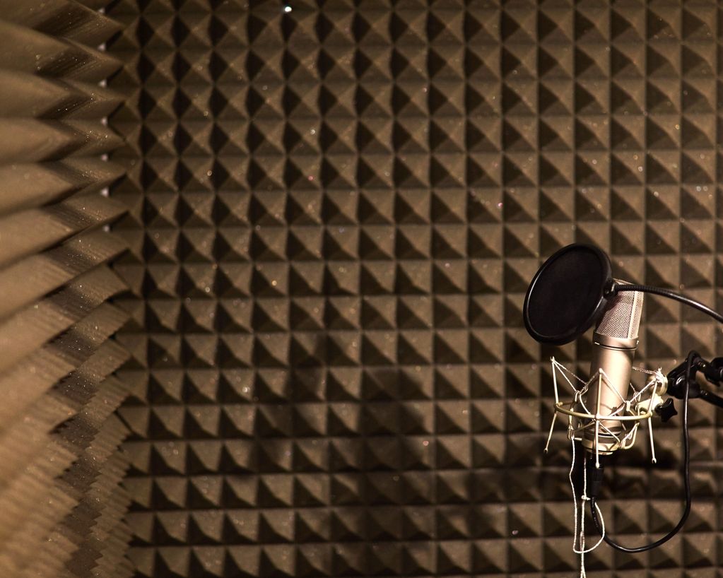 acoustic wall panelling in a recording studio
