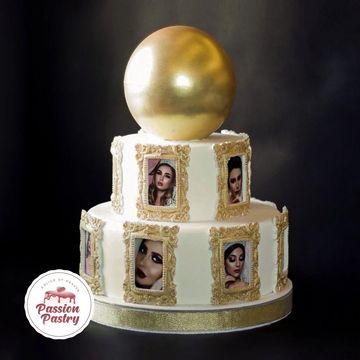 Photo Gallery Cake, Anniversary Wadding Fondant Cake, Celebration social media 