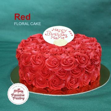 Red Floral Cream Cake
