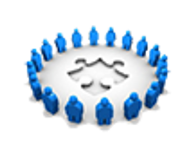 A group of people icon around a missing puzzle piece