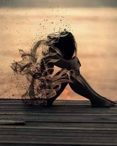 Women's silhouette disappearing