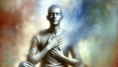 Man crossed legged practicing somatic breathing