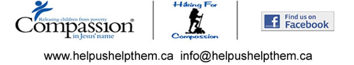 Logo banners and contact information for Compassion and Help Us Help Them.