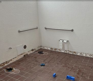 Commercial restroom safety upgrade featuring professionally installed grab bars at an Albuquerque se