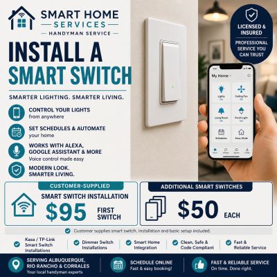 Customer-supplied smart switch installation by Smart Home Services in Albuquerque.