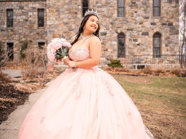 A woman wearing a wedding gown