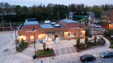 Aerial photography of Hatfield train station