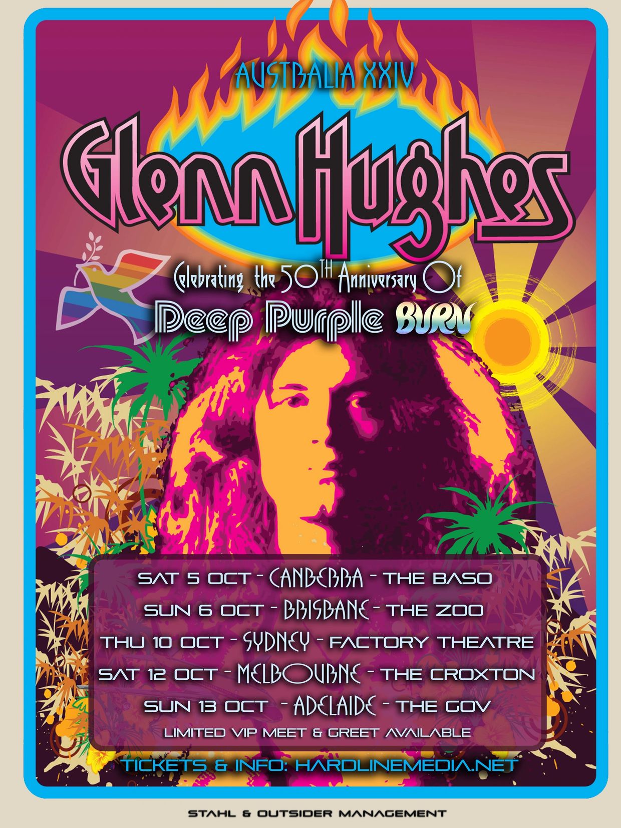 Glenn Hughes Deep Purple Black Sabbath Burn 50 Anniversary Australia tour 2024 buy tickets Hardline
