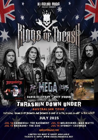 King of Thrash Australian tour poster 2023 The Mega Years