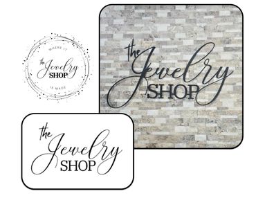Various elegant logo designs for 'The Jewelry Shop' with script and serif fonts.