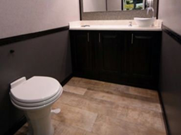 Interior of luxury mobile restroom