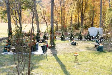 luxury portable restroom trailer at wedding event in Hingham, MA