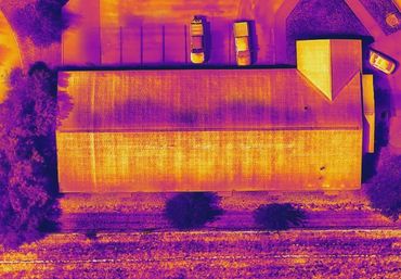 Thermal image of roof, outbuilding on multi-family community in Clarkston Michigan.
Copyright AGL/M