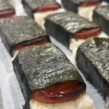 Spam musubi with seaweed wrap.