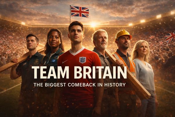 Team Britain stands united with the British flag, symbolizing hope and determination.