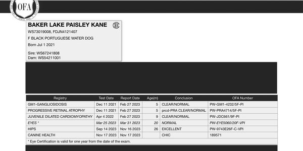 Paisley's OFA results