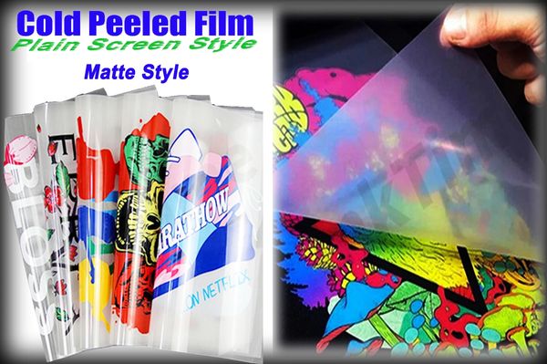 cold peeled DTF film plain screen style PET transfer paper matte style colorful transfer prints pyro