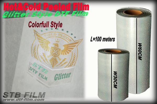 Glitter DTF film hot peeled digital transfer film cold peeled directly to film glitter style PET