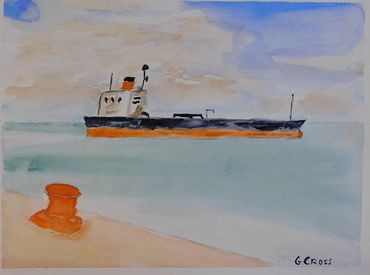 Watercolor Nautical Painting on paper