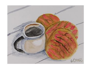 Coffee with Conchas 9 inch x 12 inch Daniel Smith Extra Fine watercolors on Strathmore paper