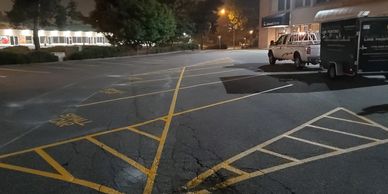 Parking lot repaint, redesign. Black and White Line Painting and Black & White Fine Line Painting..