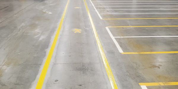 Safety zone in epoxy paint. Black and White Line Painting and Black & White Fine Line Painting.