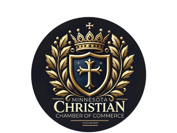 Logo of Minnesota Christian Chamber of Commerce with a crowned shield and cross.