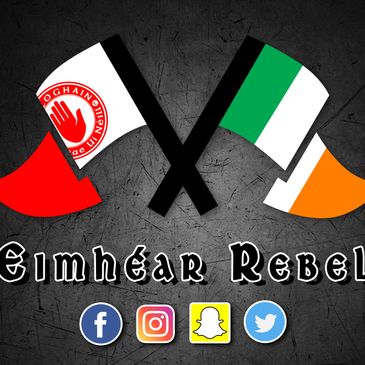 Keep on touch! Eimhear rebel social media sites, with tyrone flag and tri colour.