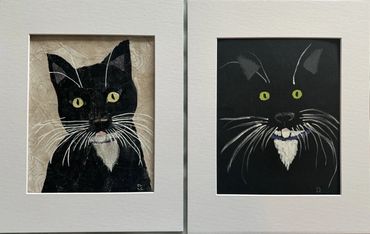 Two images of a black cat