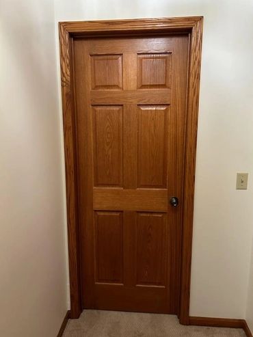 Solid oak slab doors installed in existing frame